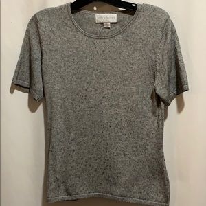 PETITE SOPHISTICATE HEATHER GRAY CREW SWEATER SZ S